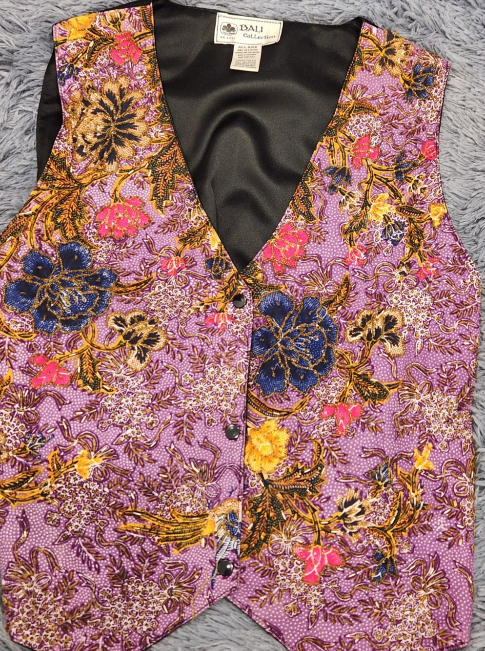 Vintage One Size Bali Collection Beaded Embroidered Sleeveless Vest Adjustable